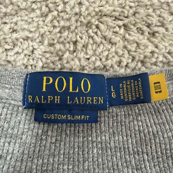 Polo Ralph Lauren Mens Custom Slim Fit Waffle Knit Long Sleeve Shirt Grey Size L - Picture 6 of 7